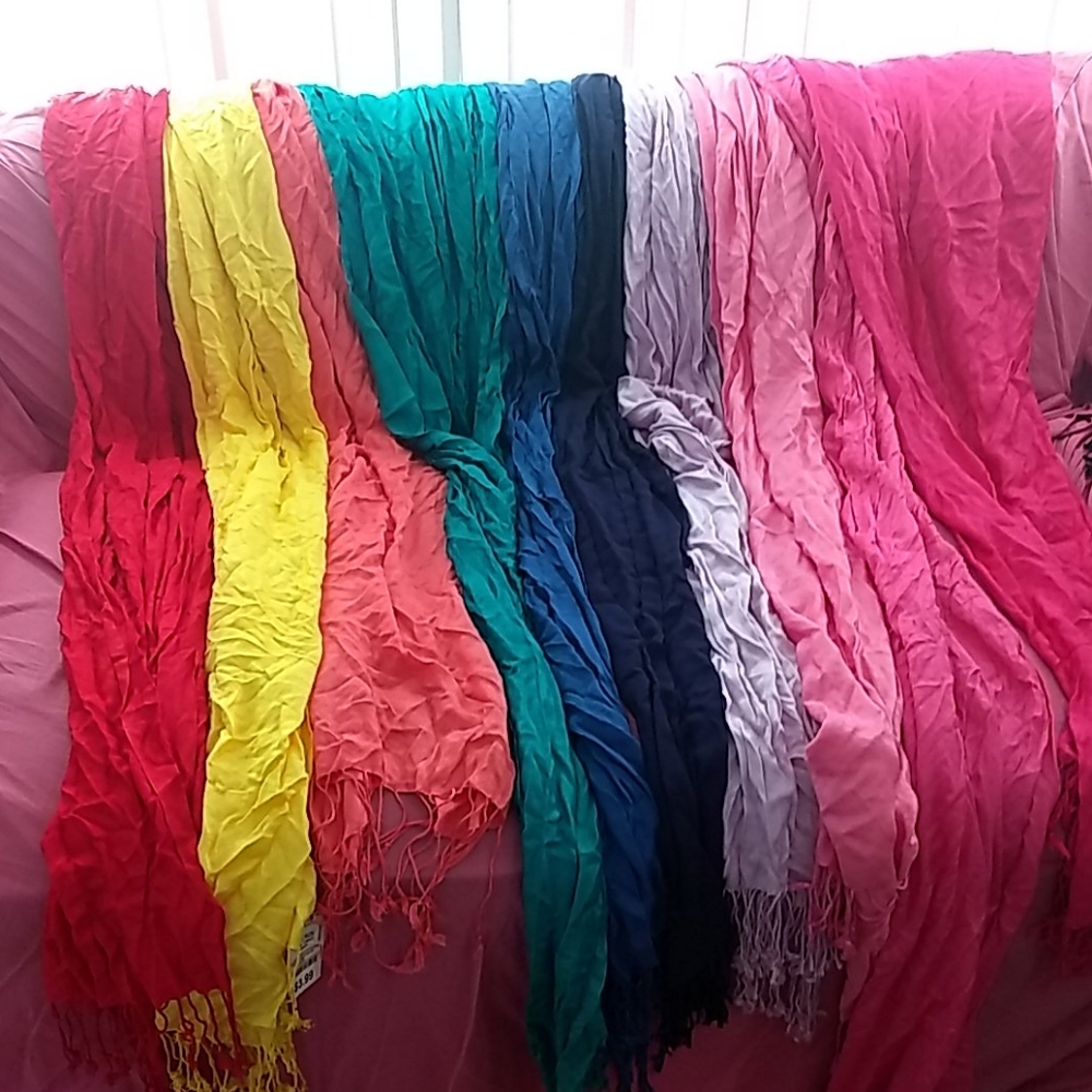 10 Solid Color Scarves NWT